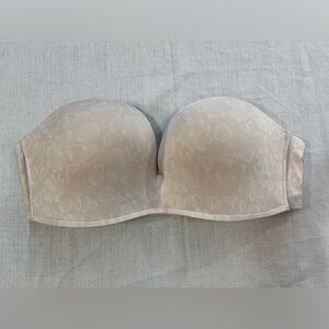 Delimira Womens Strapless Beige Floral Bra Size 46C